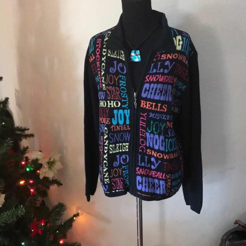 Ugly Christmas Sweater zip up Fits M/L